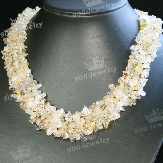 Citrine Crystal Freeform Gemstone Chip Beads Necklace