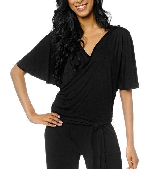 Colleen Lopez Faux Wrap Black Jumpsuit wSash XS