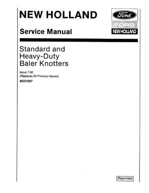 New Holland Baler Knotter Service Manual Paper Manual