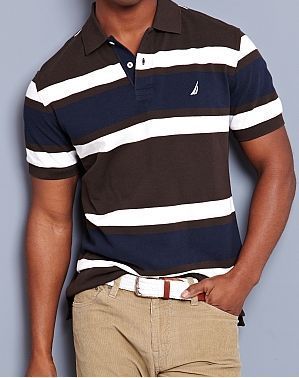  Nautica Winnetu Stripe Polo Midnight Coffee