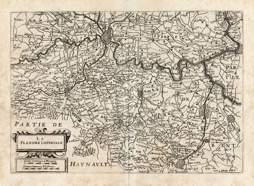 Antique Map Flanders Vlaanderen Belgium Colom 1635