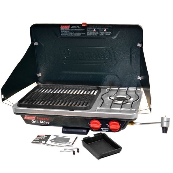 COLEMAN 4238 500 PROPANE 2 BURNER BOAT GRILL STOVE w/ ELECTRONIC
