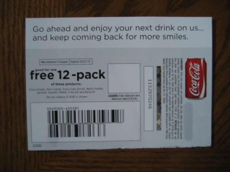 Free 12 Pack Coca Cola Coupon