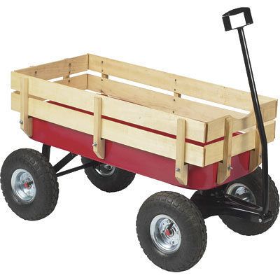 New Big Foot All Terrain 300lb Red Wagon w Wood Sides