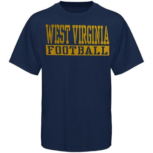 West Virginia Mountaineers Navy Blue Stencil Football T shirt