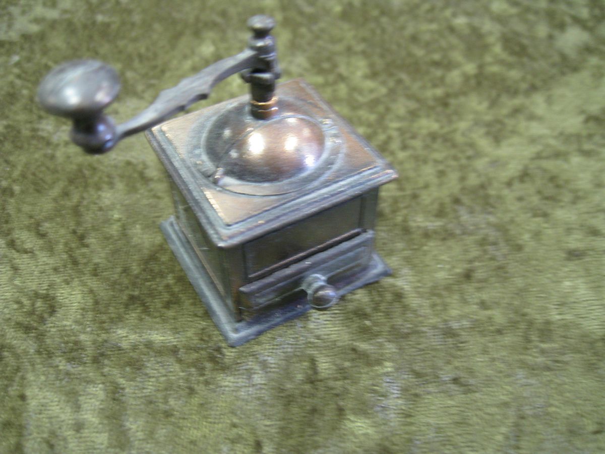 Brass Miniature Coffee Grinder Pencil Sharpener Collectible Brass Bit