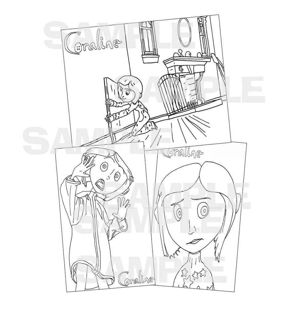 Coraline Birthday Party Activity Coloring Pages Favors