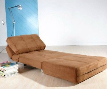 NEW Modern Brown Microfiber Convertible Chair Bed Futon Lounger
