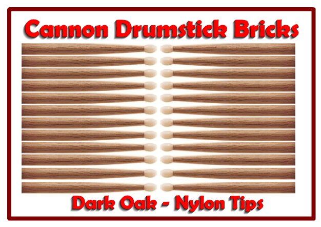 12 Pair Brick of Cannon 2B Nylon Tip Oak Drumsticks Rock Drum Sticks