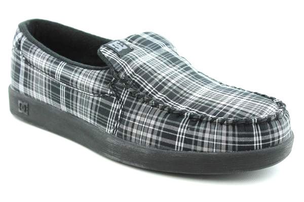 Mens DC Villain TX Skate Shoes Black Plaid