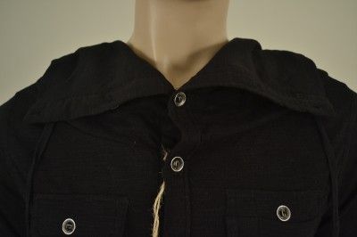 Cohesive & Co. Mens Button Down Shirt Hoody Carroll in Black