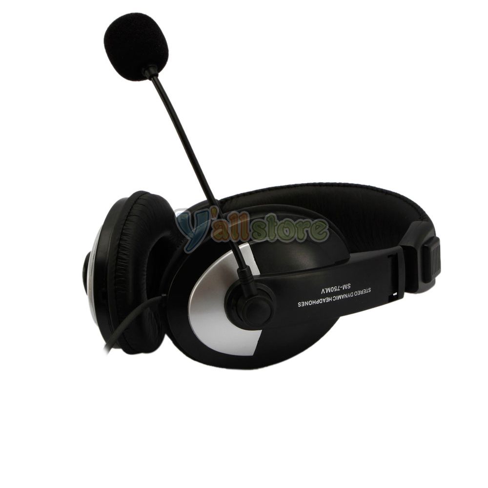 PC Computer Headset Headphone Microphone for Mic Black