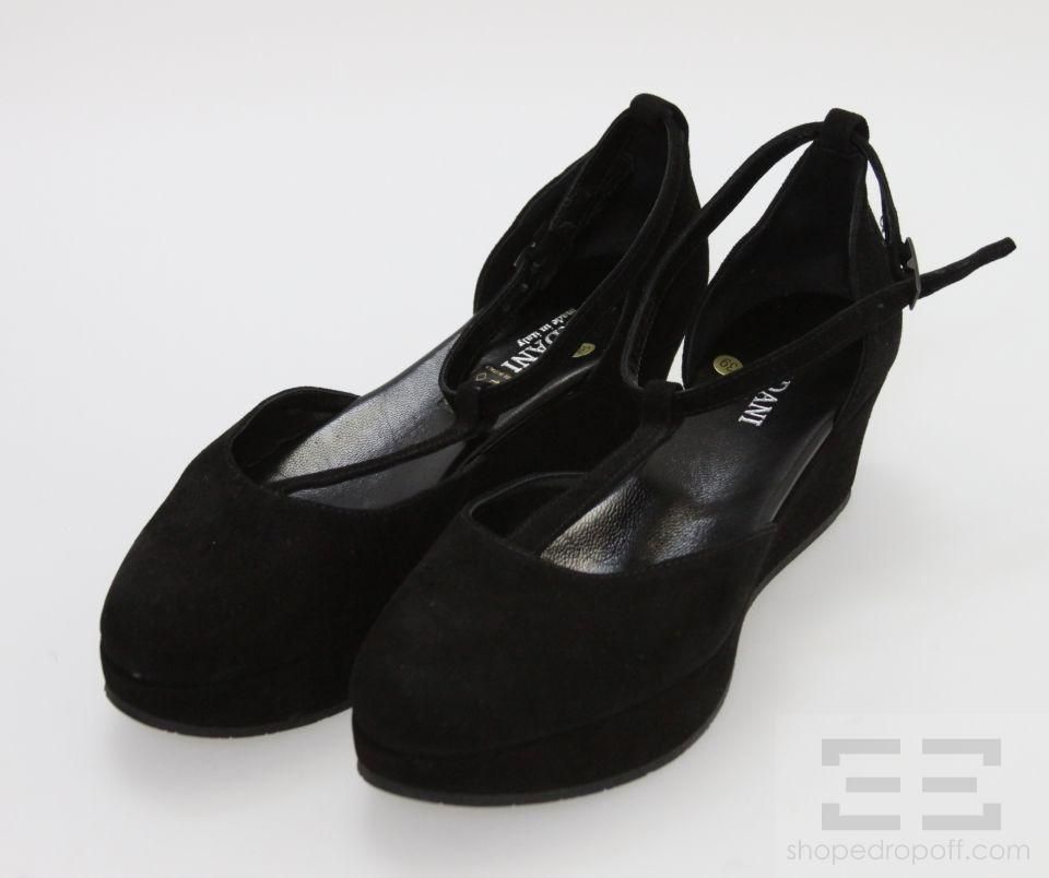 Cordani Black Suede T Strap Sloan Flat Platforms Size 39 New in Box