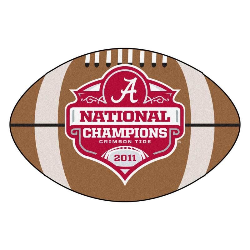  Crimson Tide 2011 BCS National Champions Football Shaped Area Rug Mat