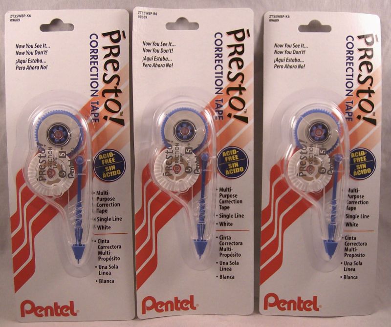 Pentel Presto Single Line Correction Tape 3 for 1