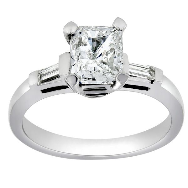 80 TCW 14k White Gold Vintage Style Radiant Cut Diamond Rings