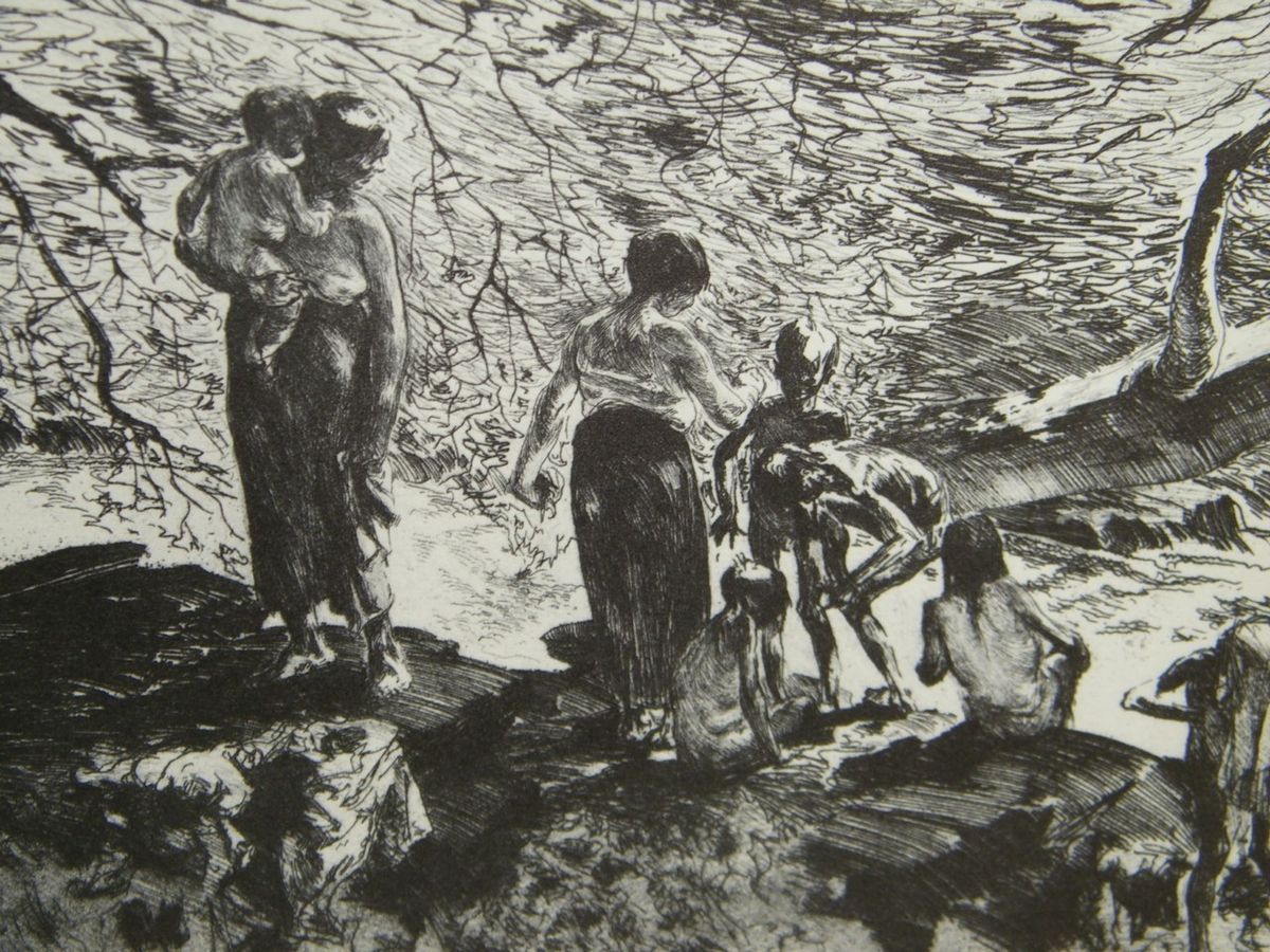 John E Costigan Bathers 1939 Antique Vintage Print Lithograph Antique