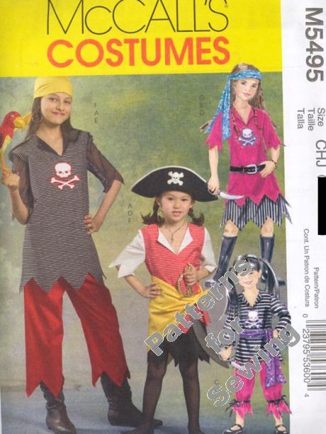 Pattern Sewing McCalls Girl Costume Pirate; Top Pants Sash Size 7 14
