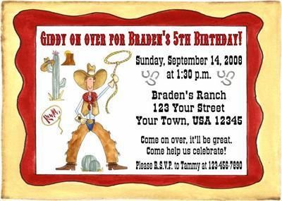 Personalized Cowboy Birthday Invitations Western Party