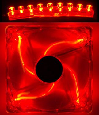 Red 4 LED Lights 120mm 12cm Quiet PC Computer Case Clear Fan 9 LED