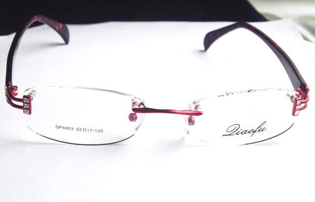 Crystal Eyeglass Frames Ladies Rimless Optical Red New