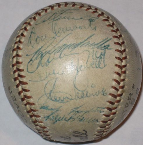 Jackie Robinson 1956 Dodgers team AUTOGRAPH baseball JSA LOA