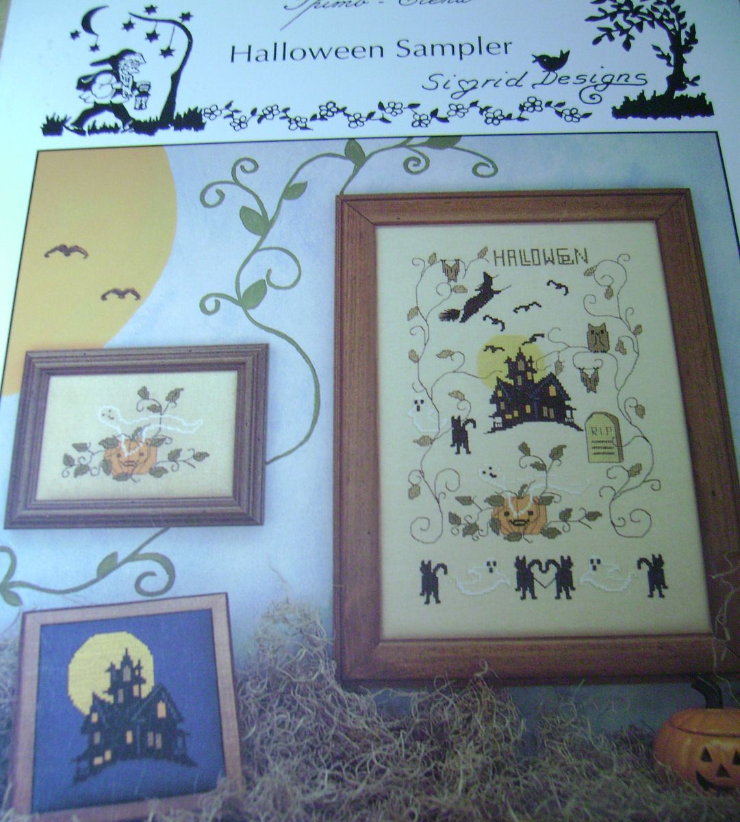 Halloween Sampler Cross Stitch Thimb Elena Sigrid Designs