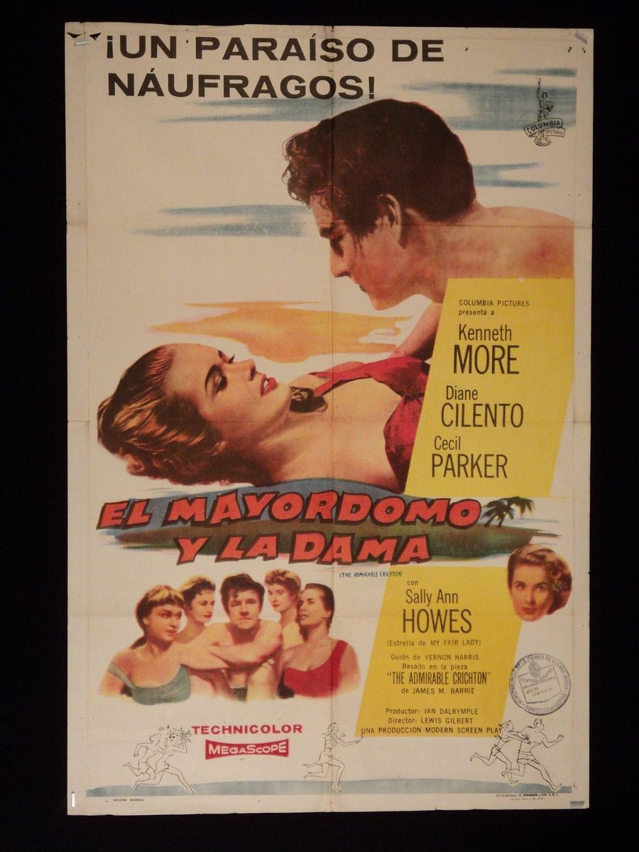 The Admirable Crichton Kenneth More Argentine 1sh Movie Poster 1957