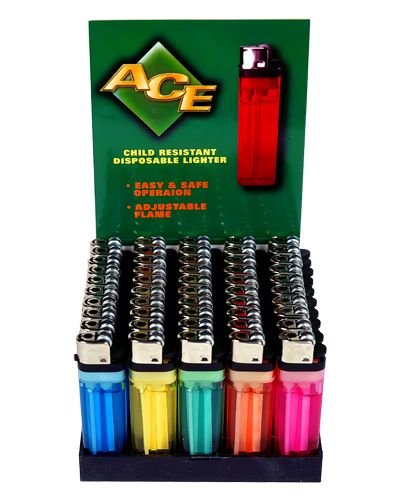 LOT OF 100 ACE DISPOSABLE CIGARETTE LIGHTERS