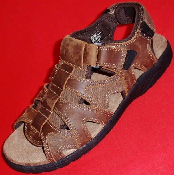 New Mens Croft Barrow Pierson Brown Leather Casual Fisherman Sandals