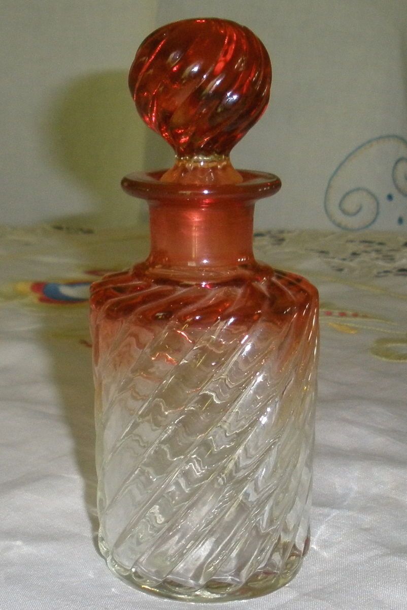 Baccarat Crystal Perfume Bottle Amberina Rose Tiente Antique Cologne