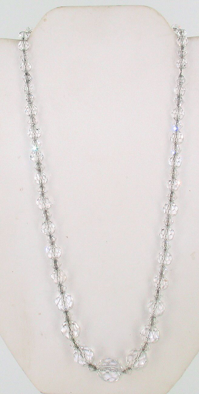  DECO 20S SWAROVSKI FACETED CRYSTAL BEAD FLAPPER NECKLACE CHAIN STRUNG