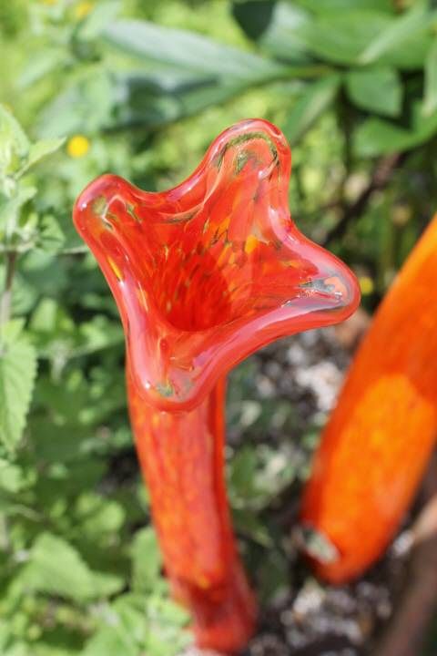 Set of 2 Hand Blown Glass Sea Cucumber Garden Art Sculputre Outdoor