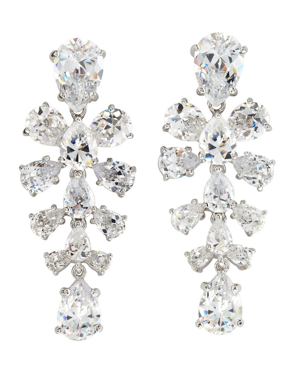 CZ by Kenneth Jay Lane Pear Cut CZ Long Earrings