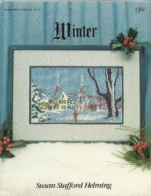 Winter Cross Stitch Chart Village Church Snowy Scene