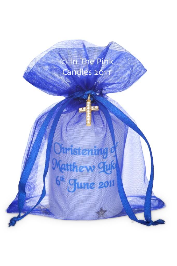 Personalised Christening Favour Candles Gold Cross Gift