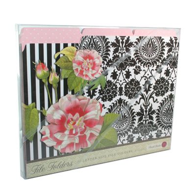 Punch Studio File Folders Damask Rose 55782