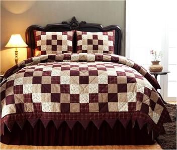 Merlot Ridge Burgundy Queen Quilt 2 Shams 1 Bedskirt