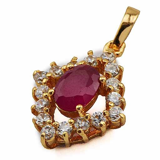 Elegant 9K Real Gold Filled Ruby CZ Womens Pendant M008