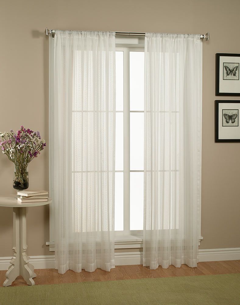  Pair Set of White Sheer Curtains Window Treatments Panels