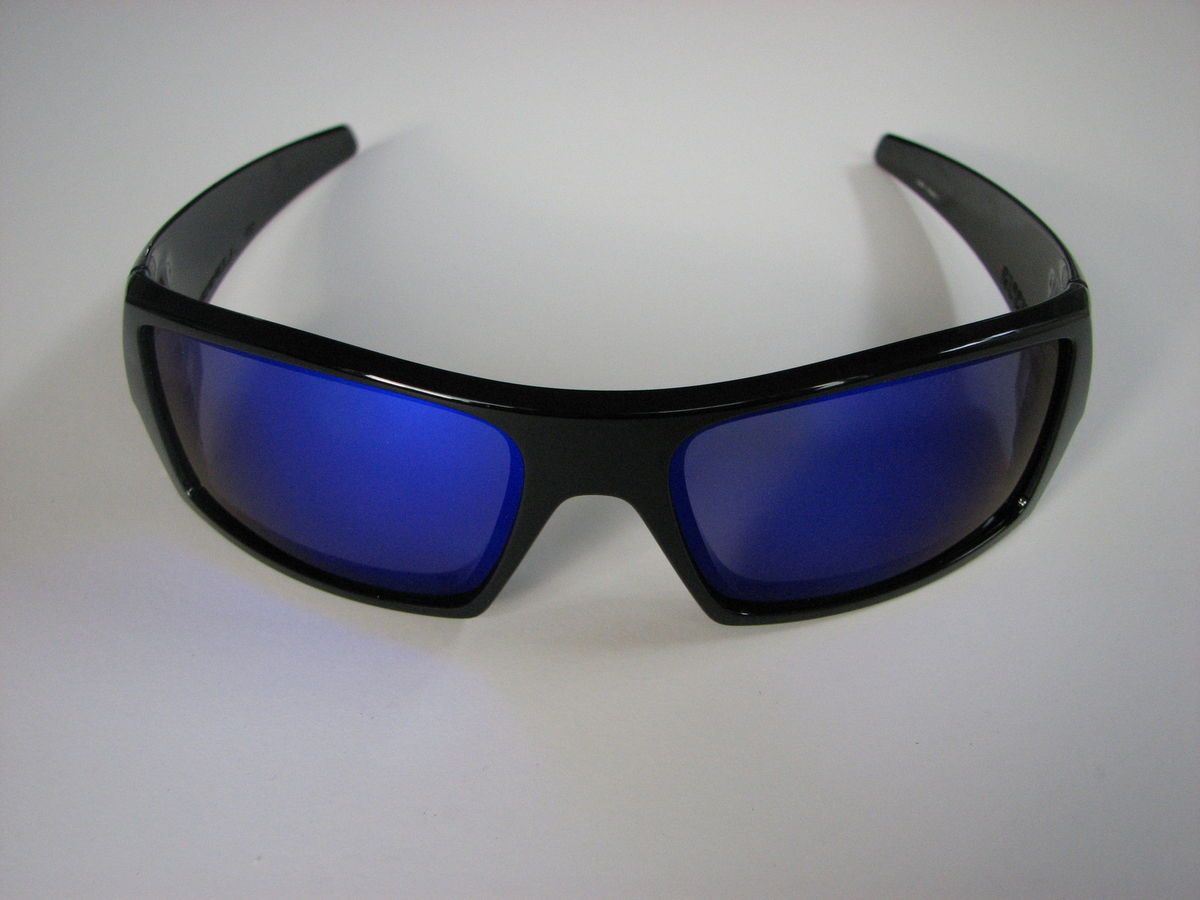   GASCAN POLISHED JET BLACK FRAME W OCEAN BLUE POLARIZED CUSTOM LENSES