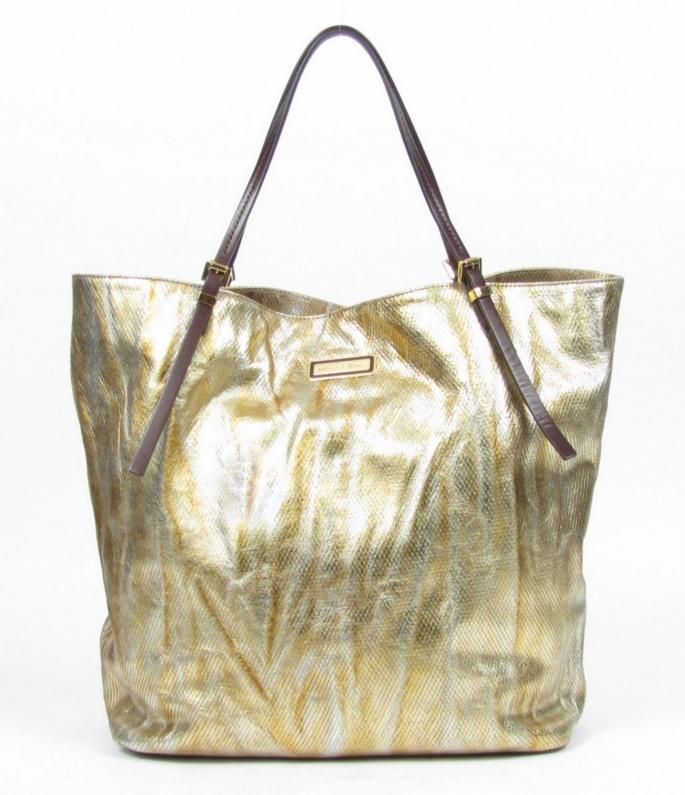 595 Michael Kors Darrington Gold Python Leather Slouchy Tote Shopper