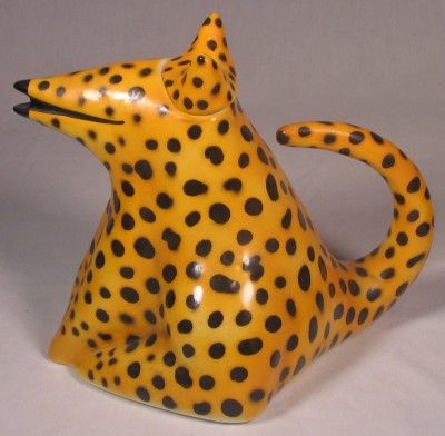 Handmade Leopard Teapot Signed BUO on The Bottom