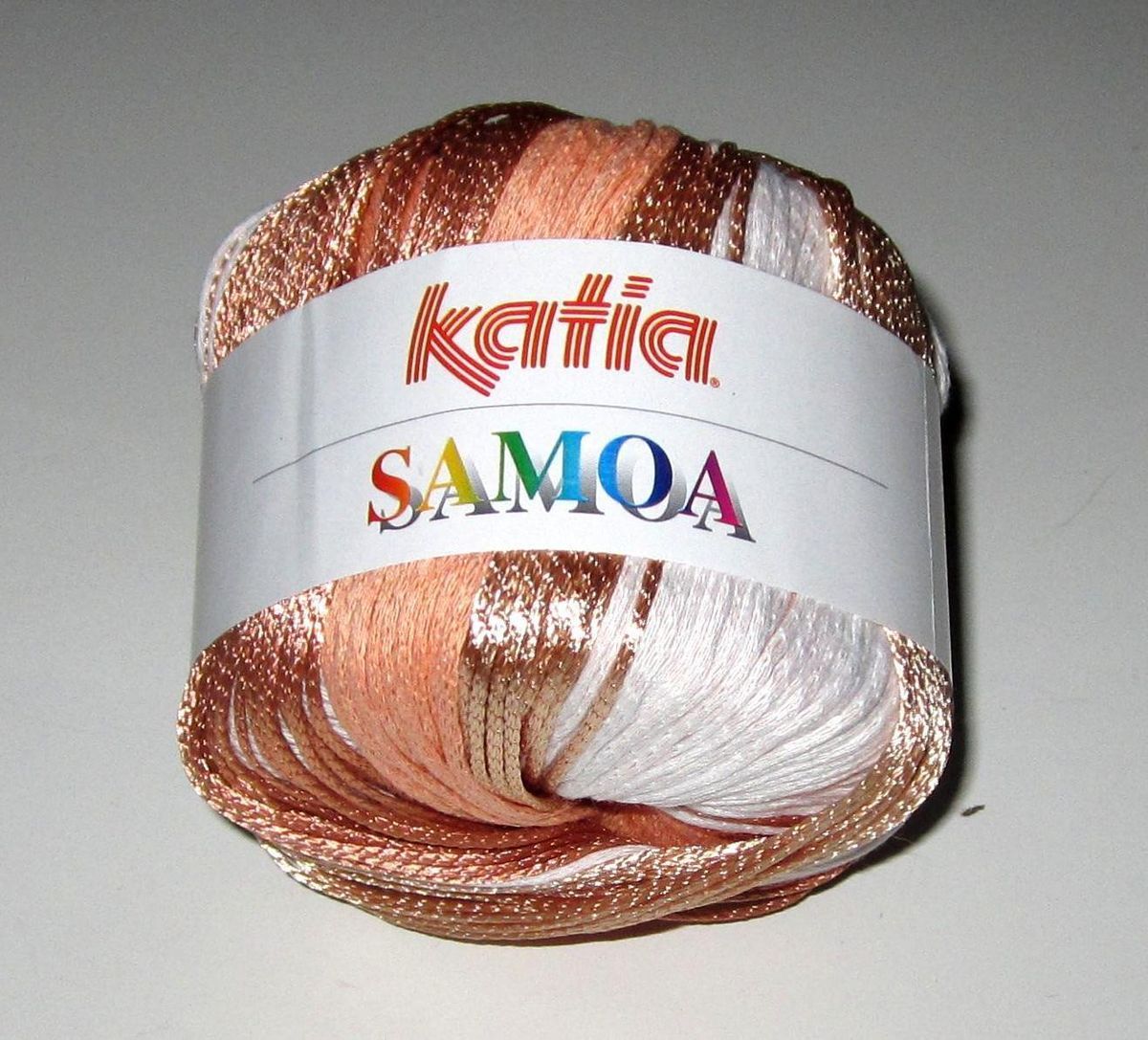 10 balls PEACH COPPER GOLD WHITE KATIA SAMOA knitting yarn color #7601