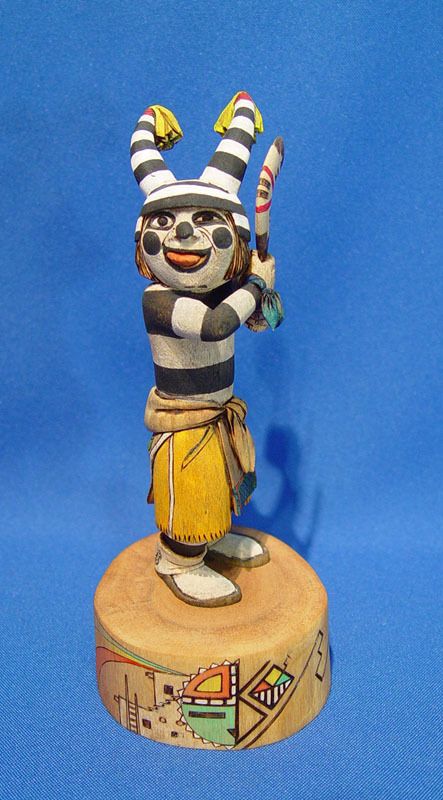 Hopi Kachina Doll Clown Koshare Rabbit Stick K David