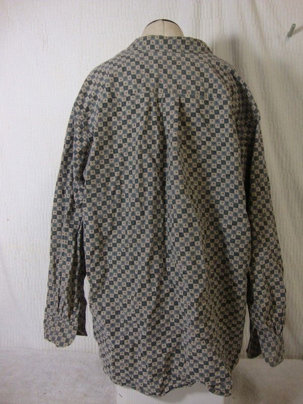 David Taylor Mens 2XL 100% Cotton Grey/Blue/Green Casual L/S Button