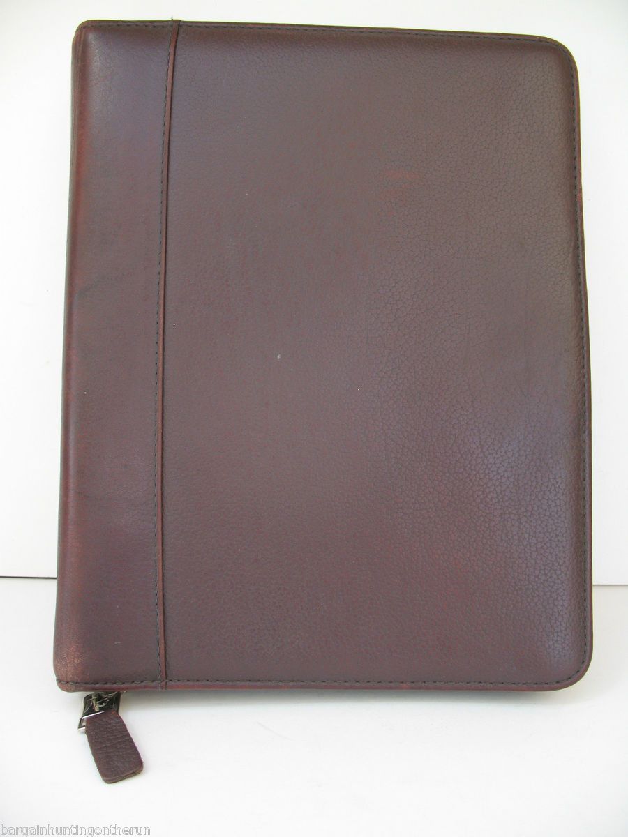 Franklin Quest Dark Brown Leather Planner Zip Up Binder 7 Rings VGC