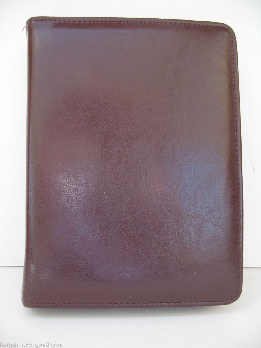 FRANKLIN COVEY BROWN LEATHER LIKE PLANNER CARD HOLDER PEN HOLDER ZIP