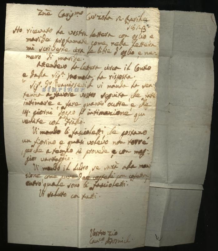  Letter from Curzola Korcula Dalmatia Year 1823 Local Complet
