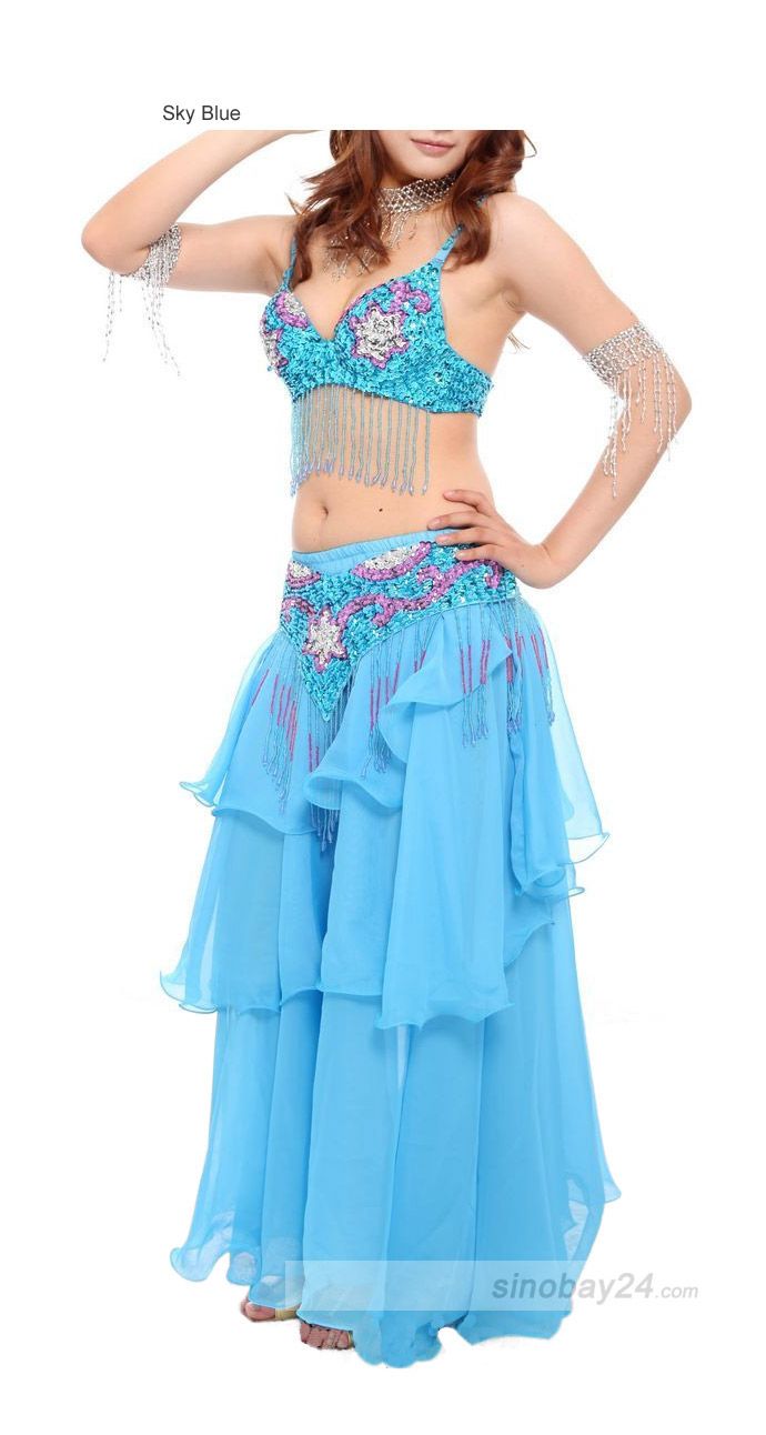 C91803 Women Belly Dance Skirt Costume Bra Skirt Belt